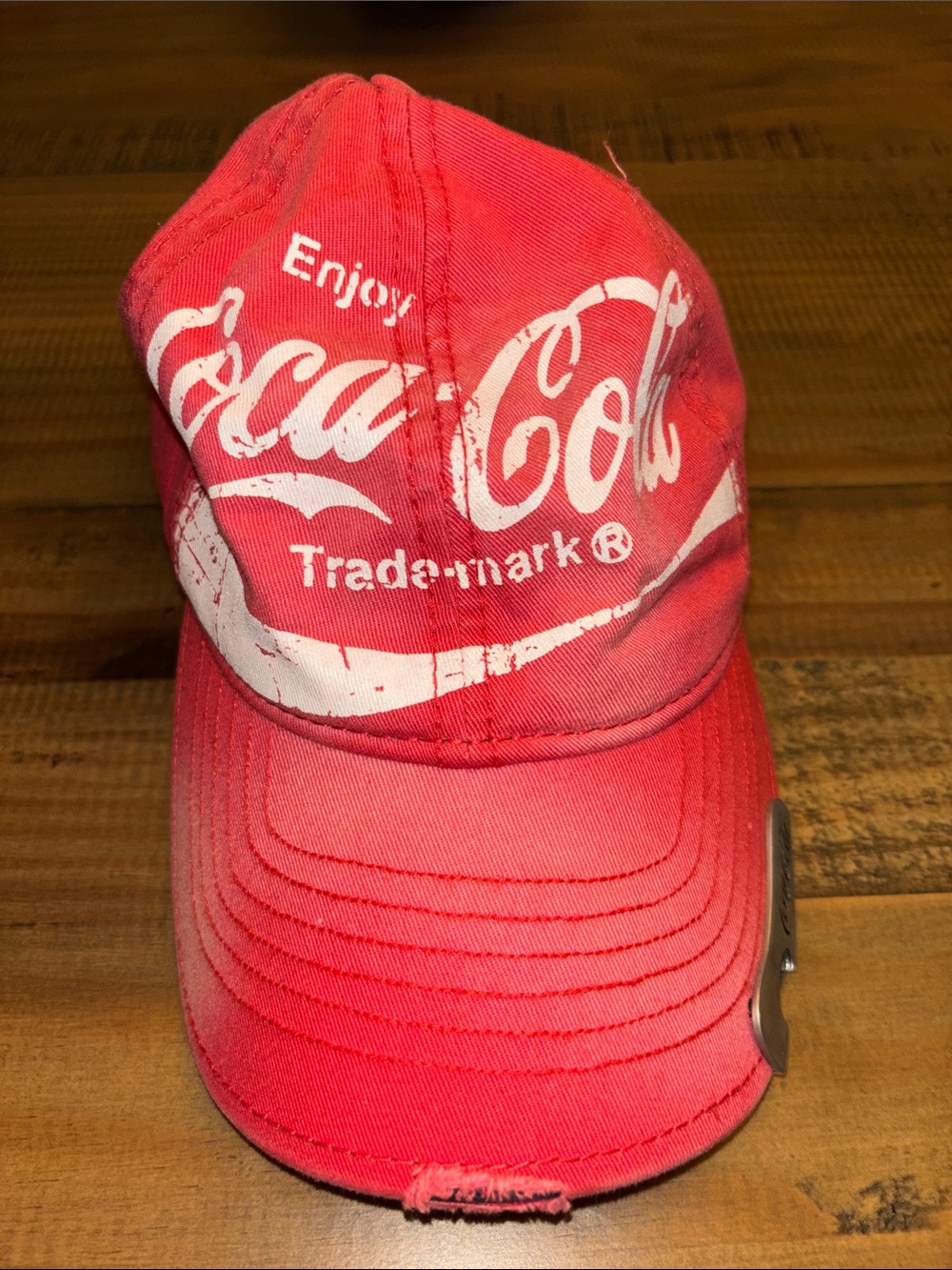 Coca Cola Red  Logo Cap with White Script & bottle opener EUC!